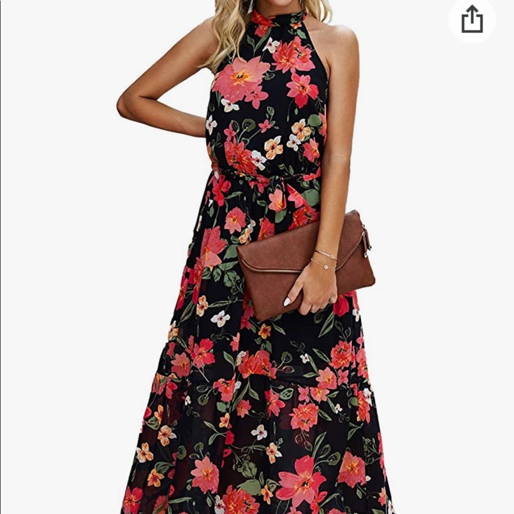 Floral Maxi Backless Dress